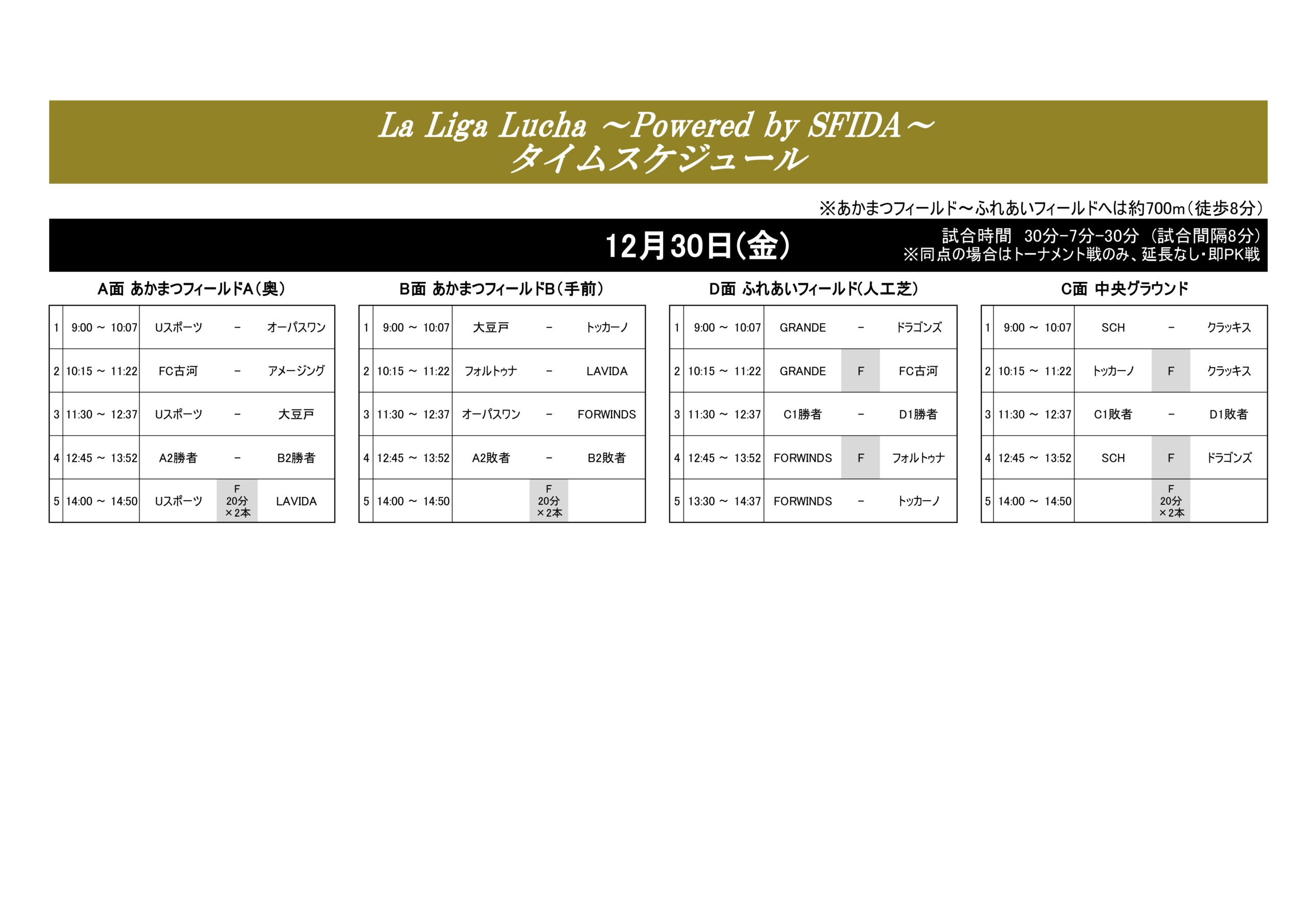 2022/12/28(水)～30(金)  La Liga Lucha U-14＜プレ大会＞ トーナメント表