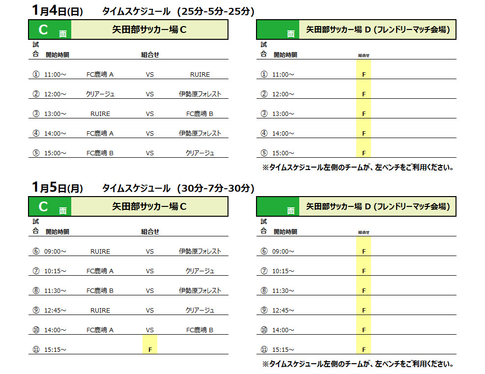 2026/1/4(日)～6(火) Jr.Youth FESTA WINTER in波崎 U-14 トーナメント表