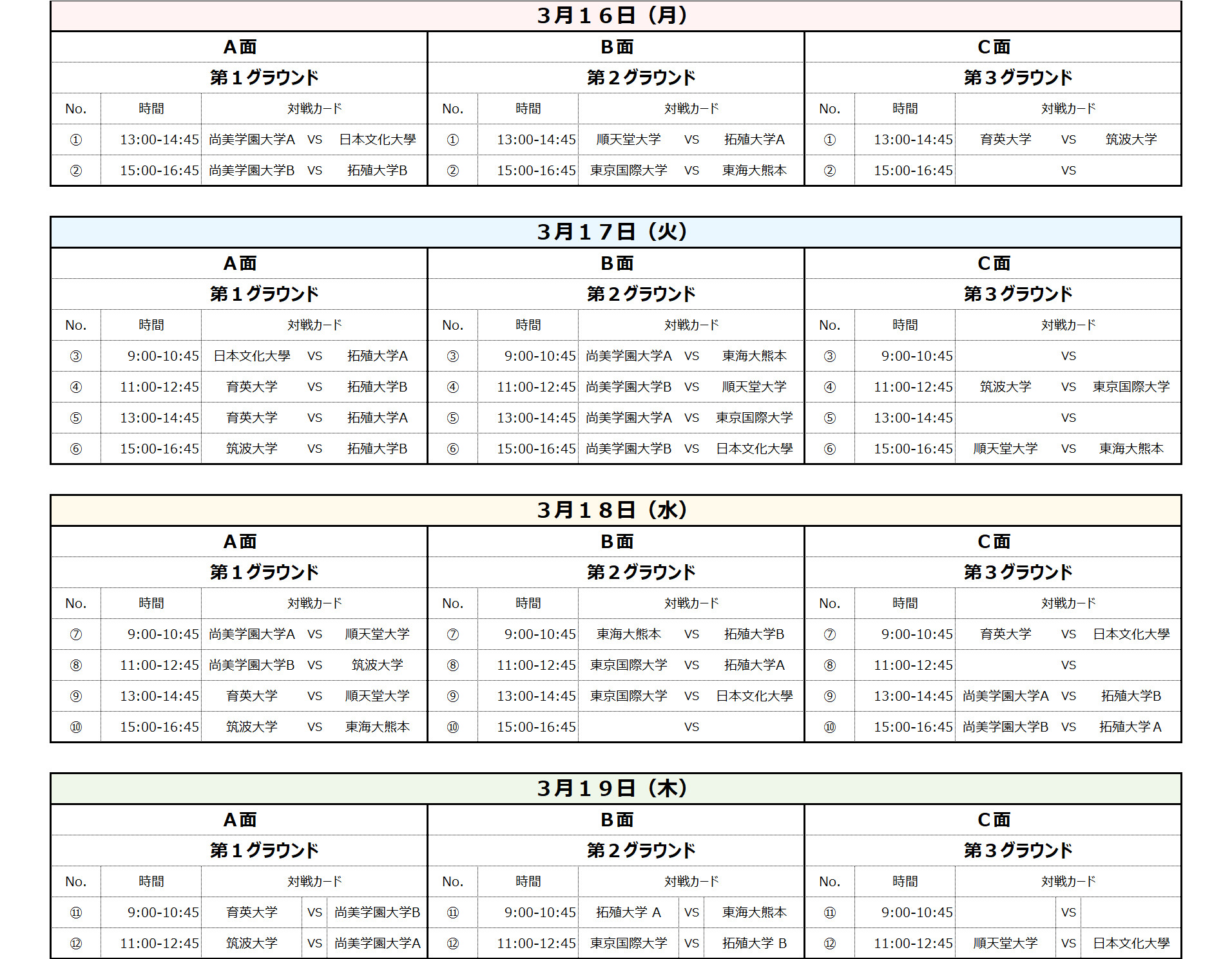 2026/3/16(月)〜19(木)　TRAUM CHALLENGE FESTA 2026 in SPRING トーナメント表
