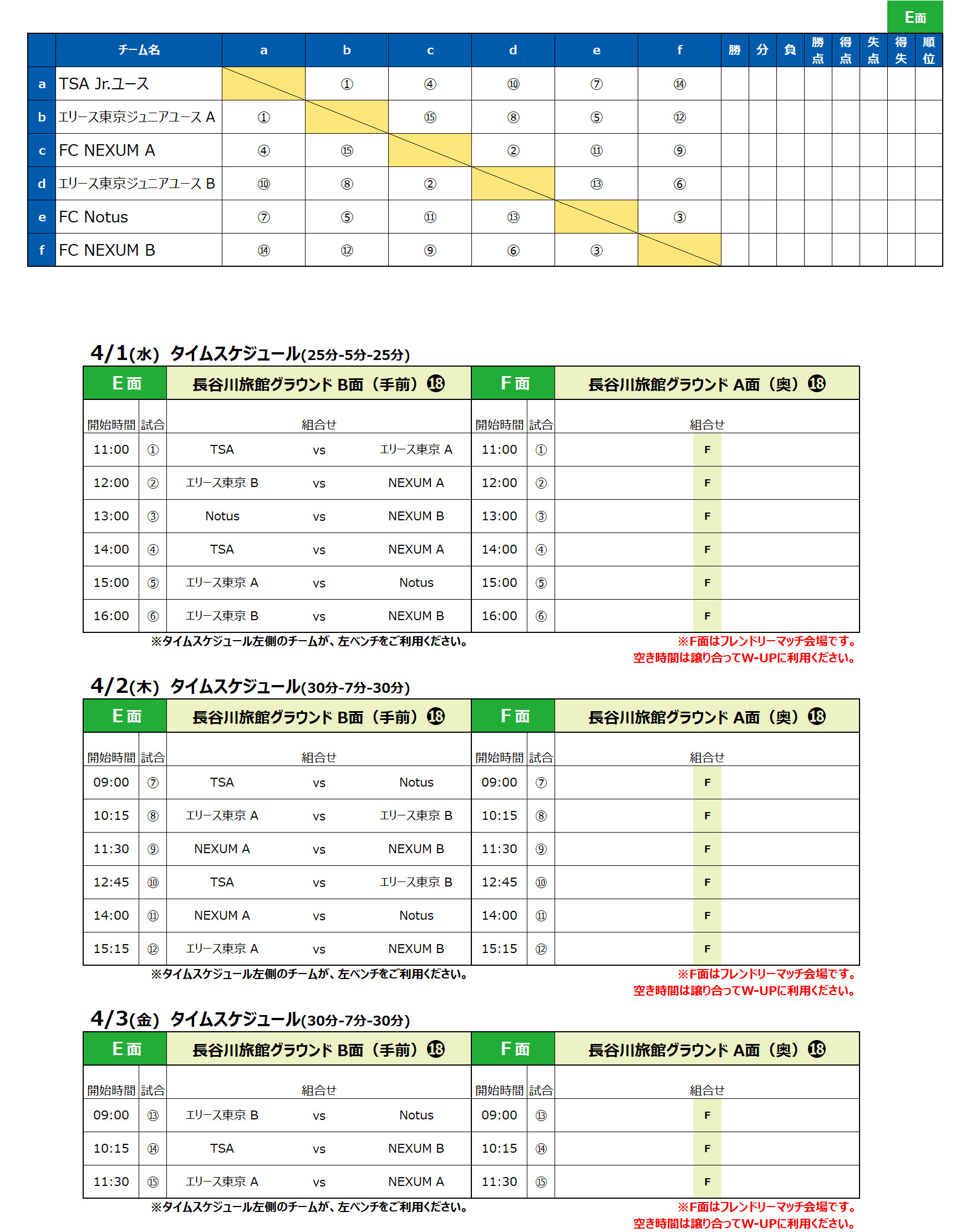2026/4/1(水)～3(金) Jr.Youth FESTA SPRING　U-13結果 トーナメント表