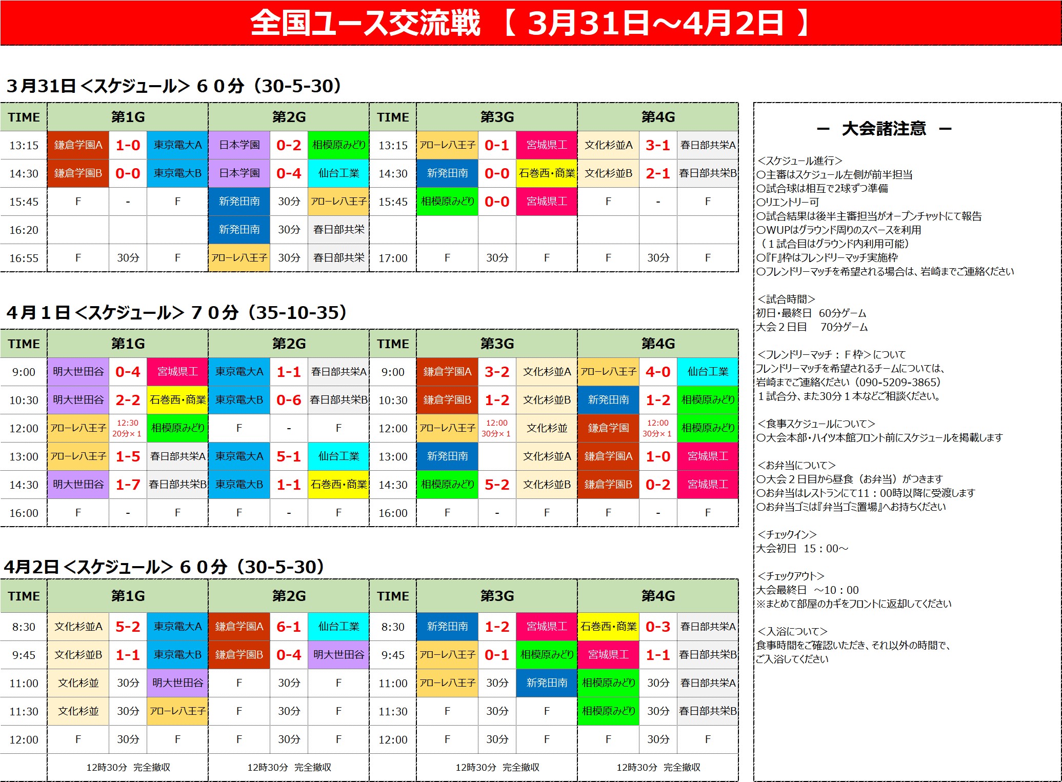 2026/3/31(火)～4/2(木) 全国ユース交流戦 トーナメント表