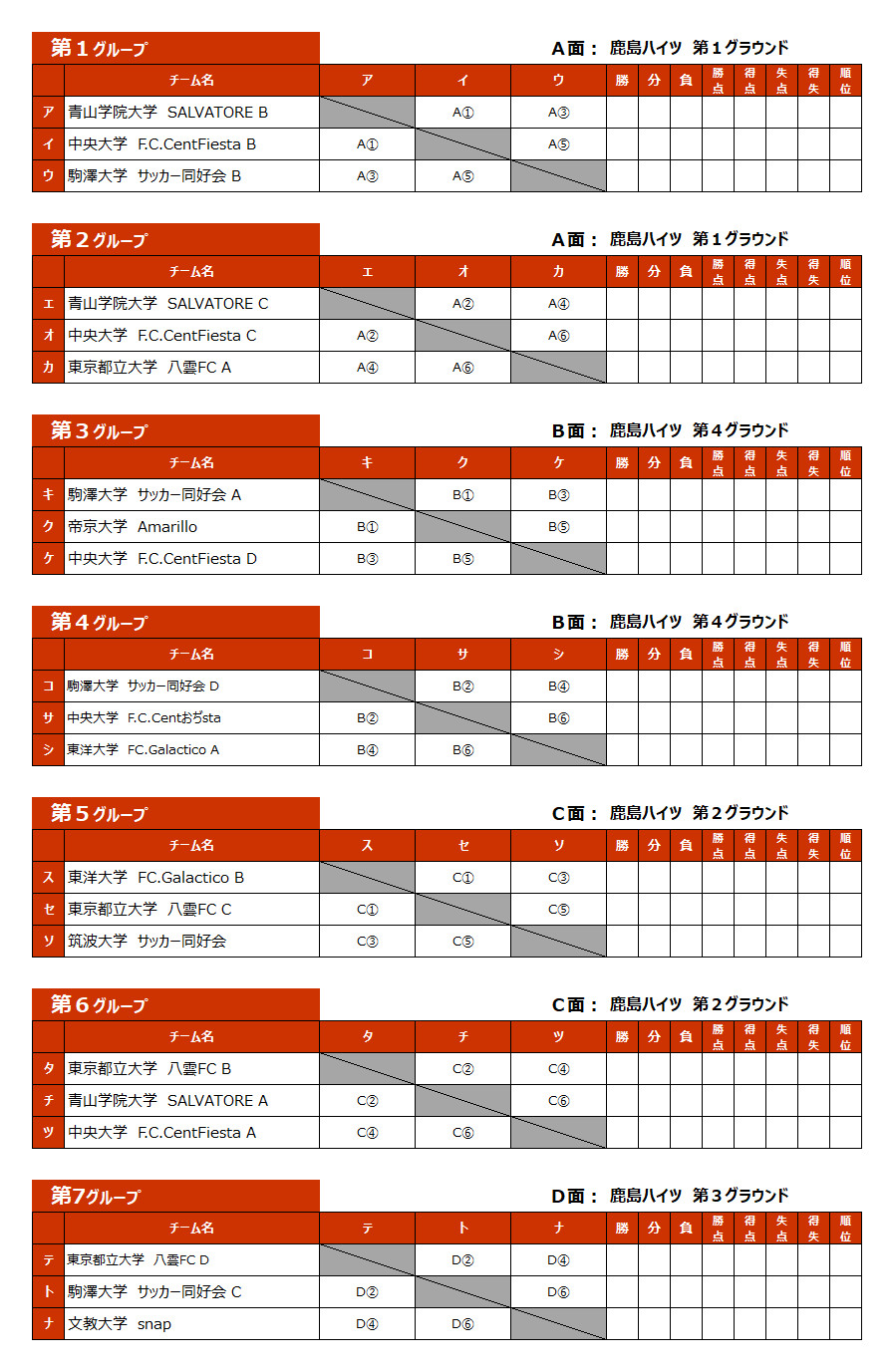 2026/6/6(土)～7(日)　FOOTBALL COMPETITION 2025-26【新歓ROUND③】GROWTH トーナメント表
