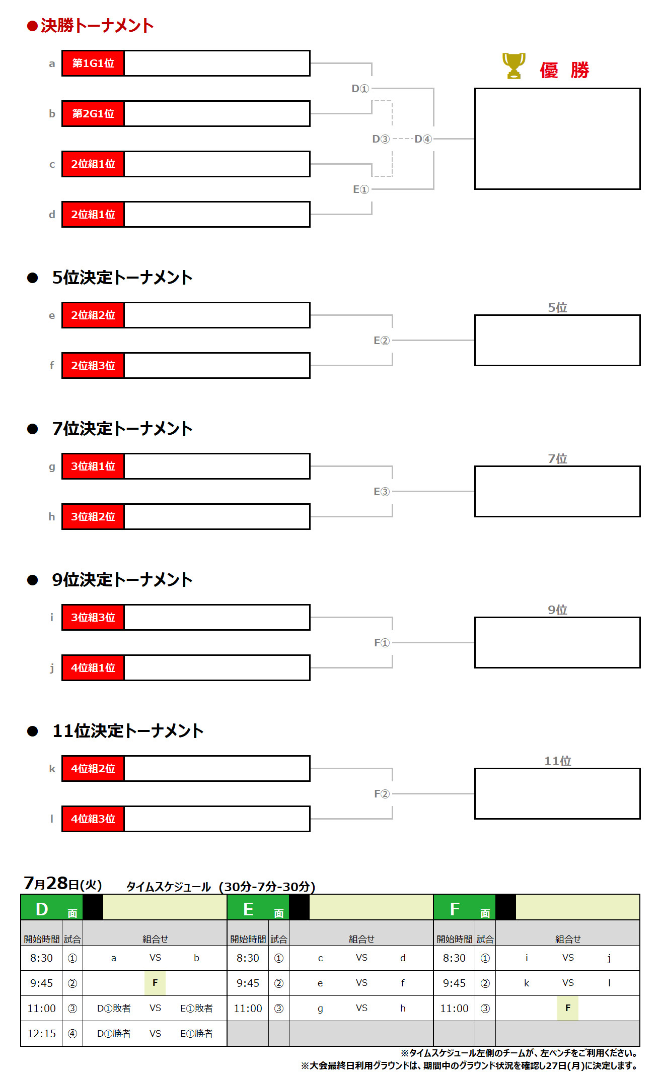 2026/7/26(日)～28(火)  Jr.Youth FESTA SUMMER 菅平高原ステージ【U-14】 トーナメント表