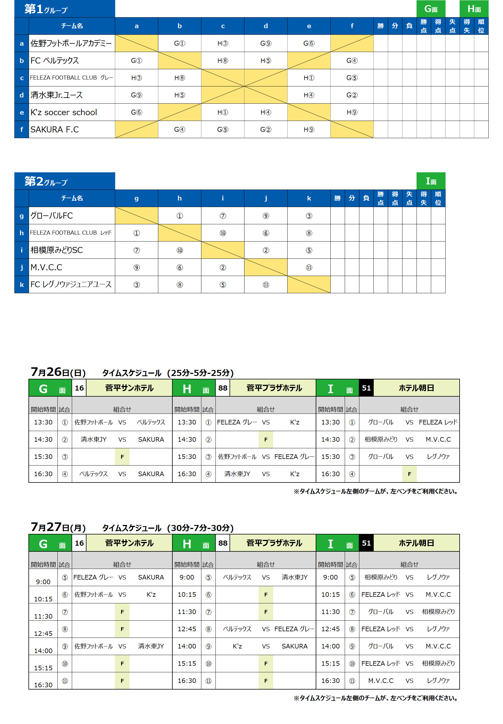 2026/7/26(日)～28(火)  Jr.Youth FESTA SUMMER 菅平高原ステージ【U-13】 トーナメント表