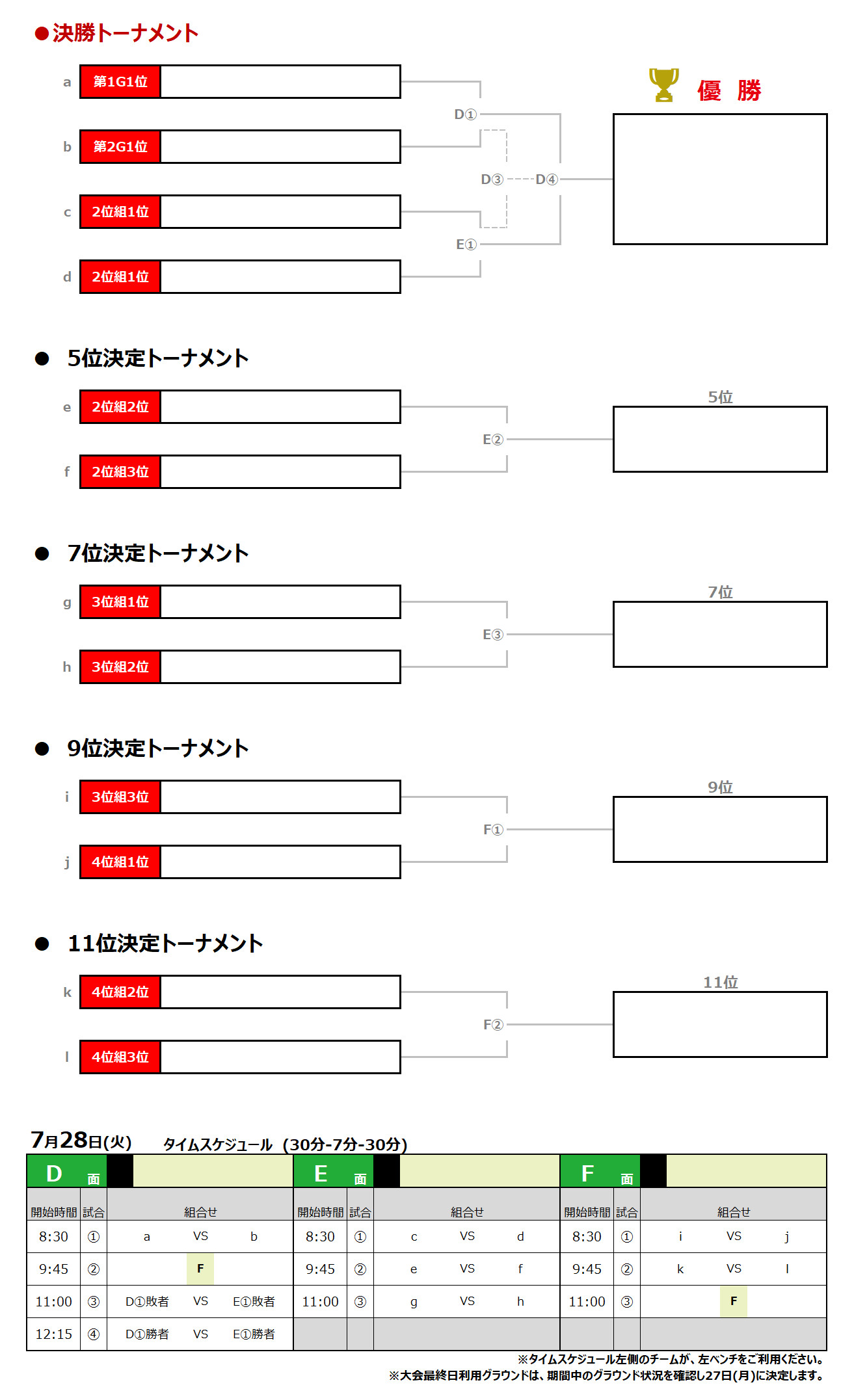 2026/7/26(日)～28(火)  Jr.Youth FESTA SUMMER 菅平高原ステージ【U-13】 トーナメント表