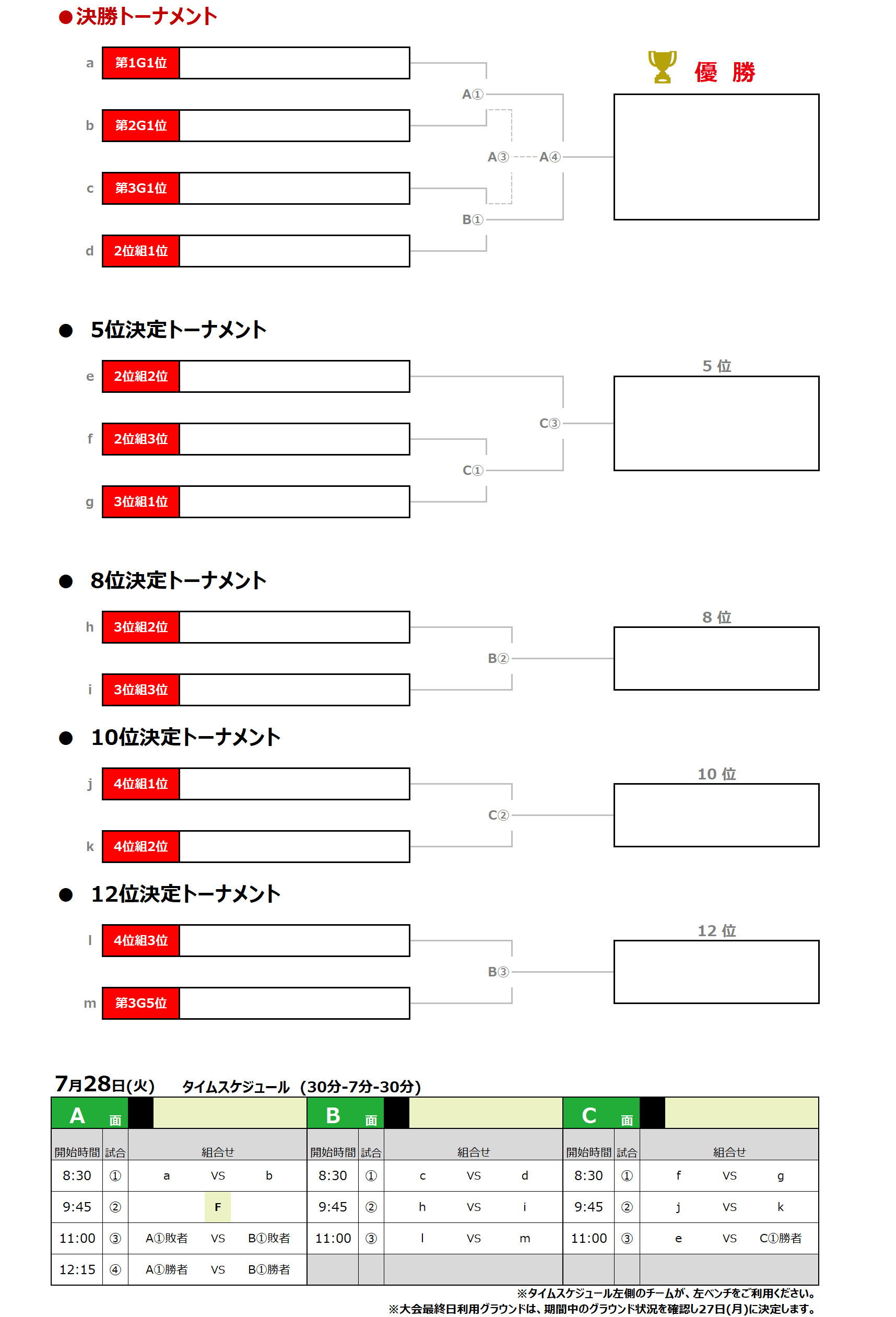 2026/7/26(日)～28(火)  Jr.Youth FESTA SUMMER 菅平高原ステージ【U-15】 トーナメント表