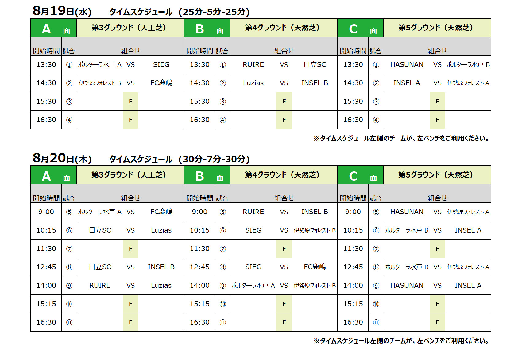2026/8/19(水)～21(金) Jr.Youth FESTA SUMMER 草津温泉ステージ【U-14】スケジュール トーナメント表